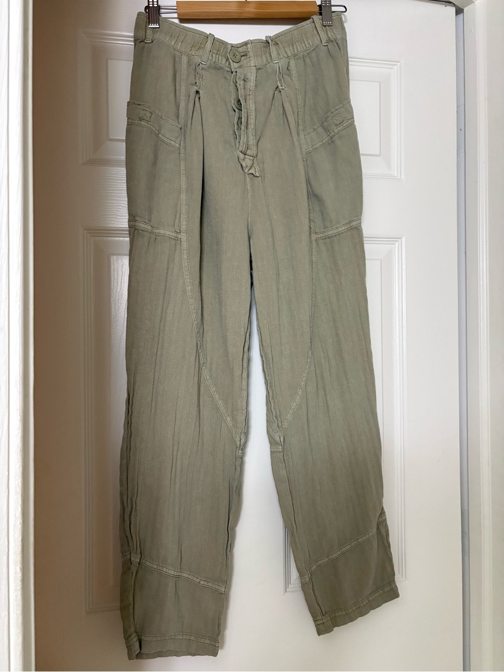 Free People Olive Wide-Leg Utility Pants